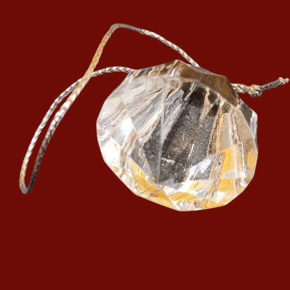 Crystal clear acrylic diamond ornaments with silver hanging cord set of 9 - Picture 4 of 5